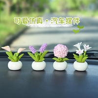 Mini Flower Pot Fairy Resin Ornament for Desk & Car Dashboard Decor