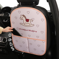 Car Backseat Organizer Kick Mat with Cute Pony Design for Kids