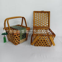 Handwoven Bamboo Gift Basket for Festivals and Storage