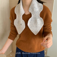 Korean Fashion Speckled Knit Cross Scarf Neck Warmer for Autumn/Winter