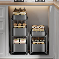 Under Sink Pull-Out Organizer for Kitchen Cabinets, Dish and Spice Storage Rack, Sliding Drawer Shelf