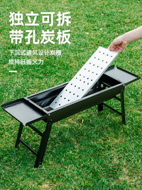 Portable Folding BBQ Grill for Outdoor Camping and Patio Use, Charcoal Barbecue Stove Set