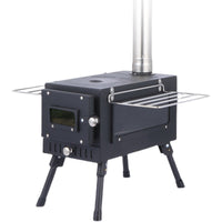 Portable Outdoor Folding Wood Burning Tent Stove with Multi-functional Lighting and Heating