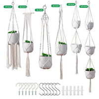 Handmade Macrame Plant Hanger Set with Hooks - Cotton Rope Hanging Planter Basket for Indoor Outdoor Decor