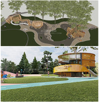 Outdoor Playground Wooden Treehouse SketchUp Model for Kids' Activity Area with Climbing and Slide