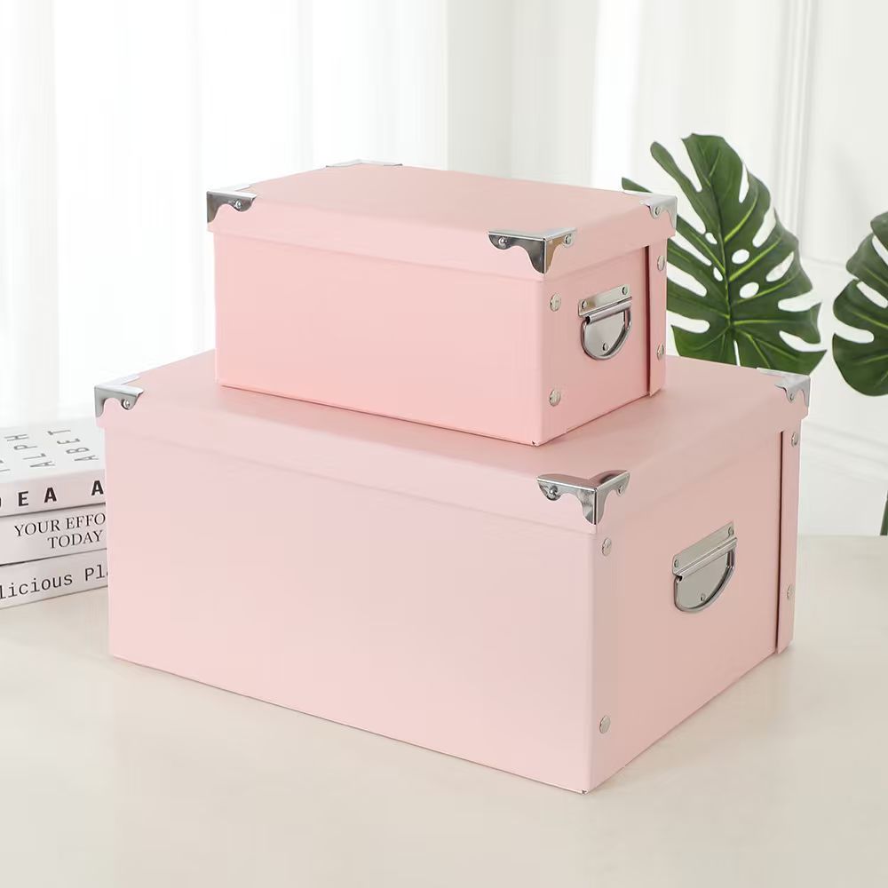 Large Foldable Cardboard Storage Box with Lid for Clothes Books Snacks