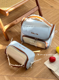 Large Capacity Portable Travel Makeup Bag with Brush Organizer and Compartments