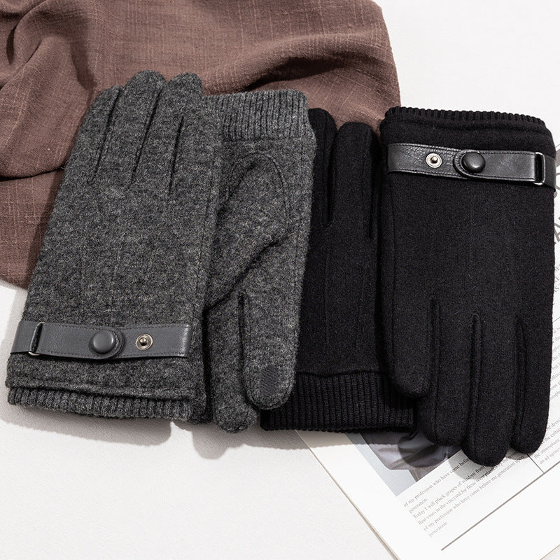 Men's Wool Cashmere Warm Cycling Gloves with Separate Fingers for Autumn/Winter