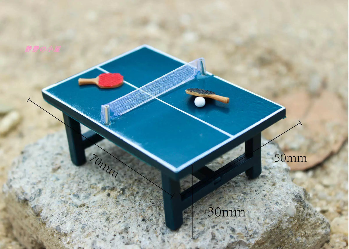 Miniature Table Tennis Set Cake Topper Dollhouse Toy