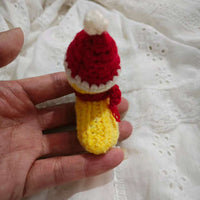 Hand-Knitted Christmas Yellow Duck Animal Keychain for Bags and Gifts
