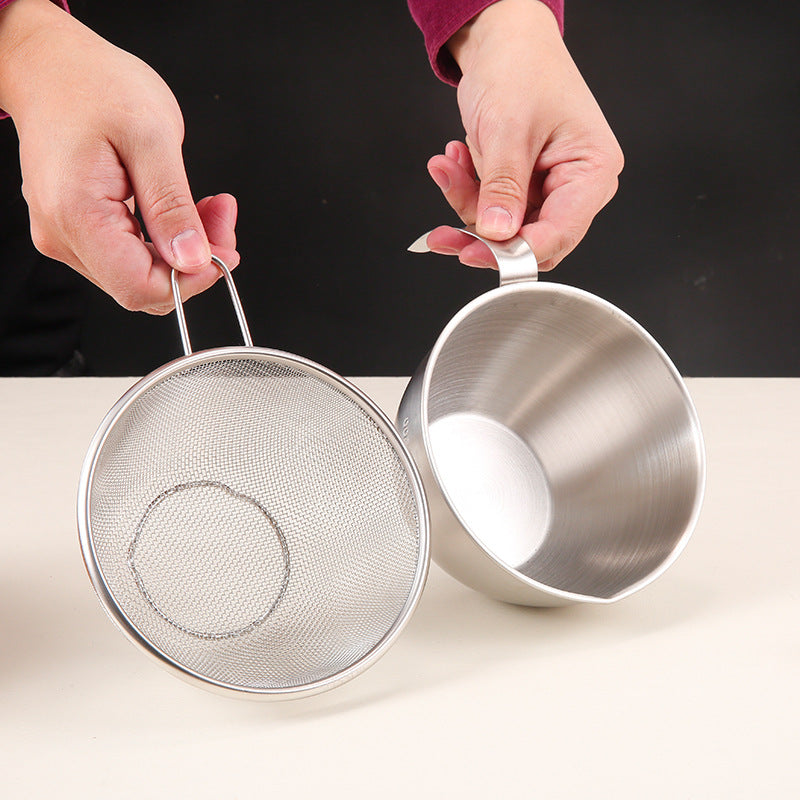 304 Stainless Steel Colander and Basin Set with Handle for Baking, Fruit Washing, Rice Rinsing, and Flour Sifting