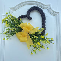Artificial Lavender Wreath for Front Door Decor, Valentine's Day & Mother's Day Heart-shaped Hanging Ornament