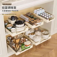 Pull-Out Spice Rack Organizer for Kitchen Cabinets, 3-Tier Drawer Style, No Installation Required