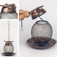 Outdoor Iron Owl Hummingbird Feeder for Garden Patio