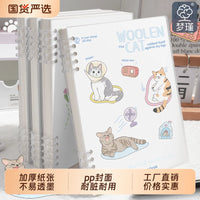 Dreamy Cat B5 Loose-Leaf Notebook Set, Frosted Cover, Detachable Ring Binder for Students