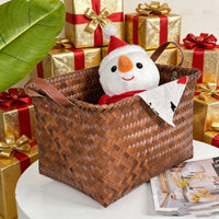 Handwoven Imitation Rattan Storage Basket for Laundry and Sundries