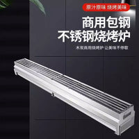 Commercial Stainless Steel Charcoal BBQ Grill for Outdoor Stalls, Thickened Large Barbecue Pit
