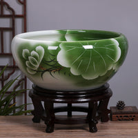 Jingdezhen Ceramic Blue and White Porcelain Fish Tank for Goldfish, Lotus, and Turtle
