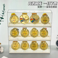 Medal Display Case with Stand for Marathon, Commemorative Coins, Badges, and Pins