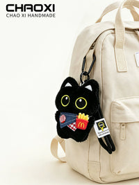 Cute Black Cat Plush Keychain Pendant for Bags and Backpacks