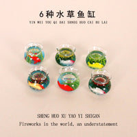 Miniature Resin Fish Tank Desktop Ornament with Artificial Aquatic Plants