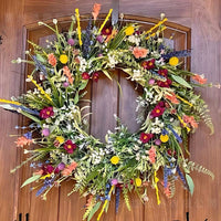 Texas Wildflower Eucalyptus Spring Wreath for Front Door Decor