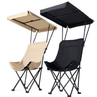 Outdoor Folding Chair with Canopy, Portable Elevated Moon Chair for Camping, Fishing, Picnic, Sketching