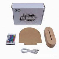 Baseball Star 3D Illusion Night Light with Beechwood Base, USB Powered LED Desk Lamp, Creative Gift for Fans