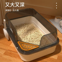 Large Semi-Enclosed Cat Litter Box with Scoop, Anti-Splash Design for Kittens and Adult Cats