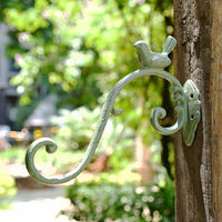Cast Iron Bird Wall Hook for Hanging Baskets and Planters, Vintage Style Garden Decor