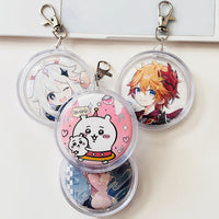 Acrylic Transparent Badge Holder Keychain for 58mm Badges, Double-Sided Display & Waterproof Protection