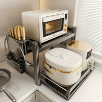 Kitchen Microwave Oven Rack Countertop Multi-functional Pull-out Multi-layer Stand Rice Cooker Appliance Oven Storage Shelf