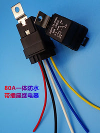 Automotive Waterproof Relay 12V/24V 40A/80A for Headlights, AC, Fan, Horn with Wired Socket