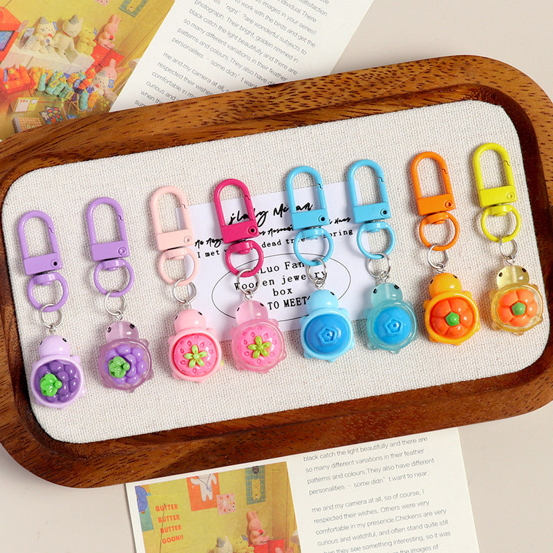 Luminous Fruit Turtle Keychain Resin Bag Charm Trendy Creative Gift