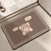 Cartoon Bear Diatomaceous Earth Bath Mat Non-Slip Absorbent Quick Dry for Bathroom Kitchen Entryway