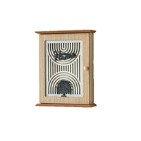 Wooden Wall-Mounted Key Storage Box with Hooks for Entryway Decor