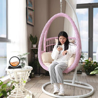 Outdoor Wicker Hanging Egg Chair with Stand and Cushion