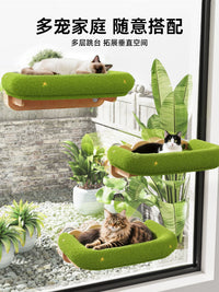 Madden Solid Wood Cat Hammock for Window, Suction Cup Mounted Cat Bed for Sunbathing, All Seasons