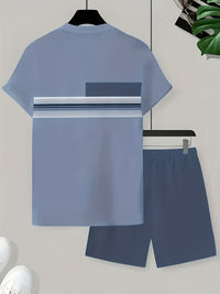Men's Casual 3D Print Short Sleeve Shirt & Shorts Set