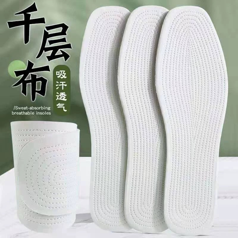 Pure Cotton Handmade Breathable Deodorizing Sweat-Absorbent Shoe Insoles for All Seasons, Cuttable Shock Absorption