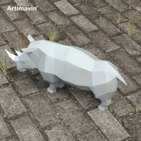 3D Papercraft Rhinoceros Model Kit - DIY Geometric Wildlife Sculpture for Home Decor