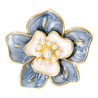 Elegant Camellia Pearl Brooch with Enamel Flower Design for Suits and Dresses
