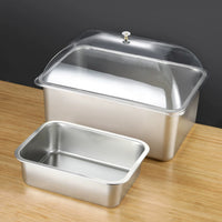 Stainless Steel Rectangular Food Serving Tray with Clear Dome Lid