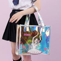 Iridescent Laser Transparent Tote Bag Large Capacity Gift Yoga Cosmetic Storage Bag