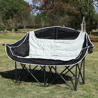 Portable Folding Double Camping Chair with Armrests - Moon Chair for Outdoor Picnic, Beach, and Leisure