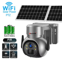 Outdoor Dual Solar Panel WiFi PTZ Battery Camera Wireless Low Power Long Standby Monitoring