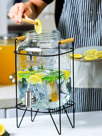 Cold Water Glass Beverage Dispenser with Faucet for Home Use, Large Capacity Juice Container for Refrigerator