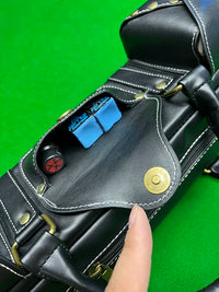 AAW 1/2 Nine-Ball Pool Cue Soft Case Bag - 6-Hole Large Capacity Leatherette Billiard Cue Holder
