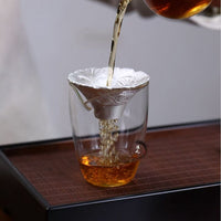 Yixing Zisha Petal Teapot Funnel with Silver Accents - Retro Tea Ceremony Accessory