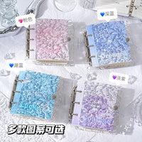 Portable A7 3-Ring Mini Binder Notebook with Wavy Clear Cover
